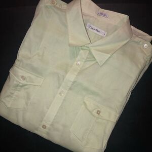 Calvin Klein Short Sleeve Dress Shirt | Bright Green | Men’s XL